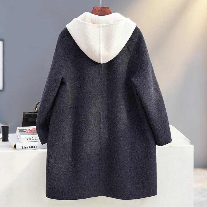 Women's Double-Faced Wool Blend Hooded Winter Coat