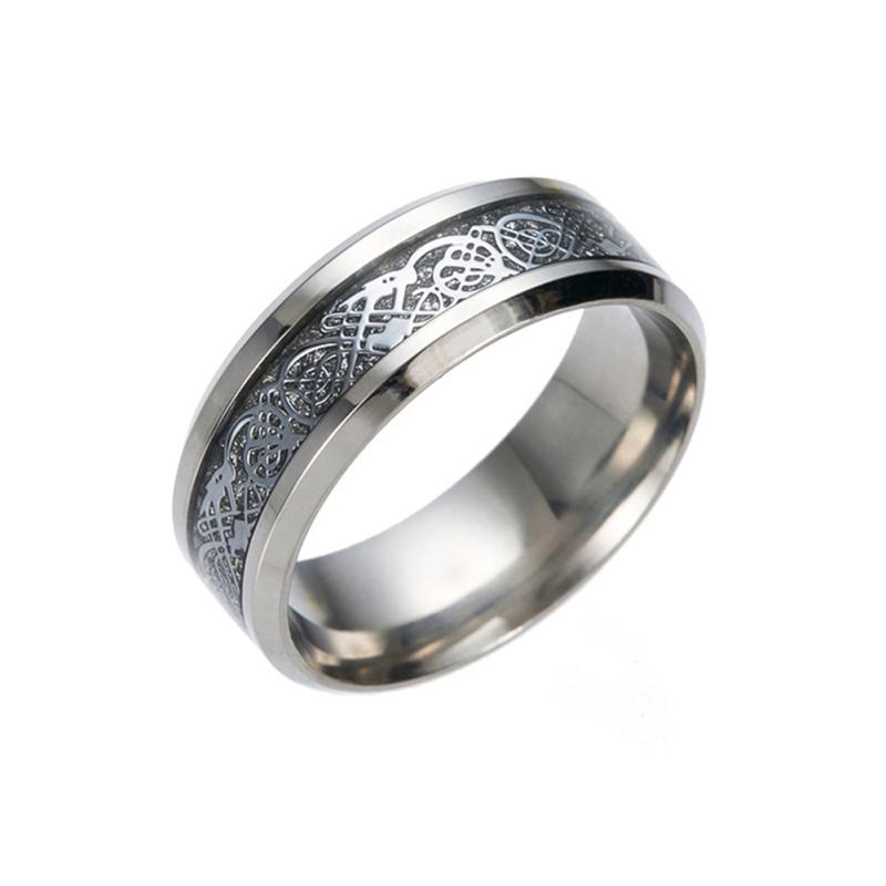 Men Fashion Dragon Design with Silver Stainless Steel Ring