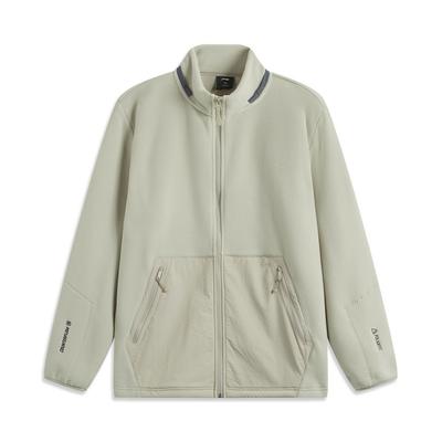 Li Ning CF Suo Stehkragen Reißverschluss Fleece Warmer Hoodie Unisex Hoodies Kalkstein AWDU963-1