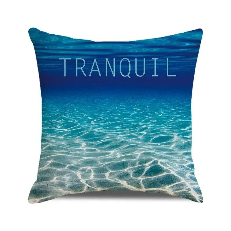 Seascape Theme Decorative Pillow Case Letter Beach Ocean Animals and Plants Home Hotel Living Room Sofa Cushion Cover