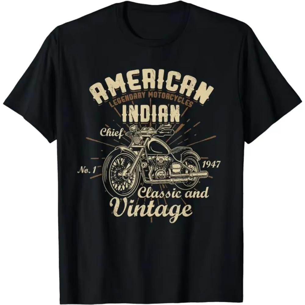 Birthday Gift Retro Vintage American Motorcycle Funny Old Biker T-Shirt Unisex Style Shirts for Women Men Clothing Streetwear