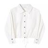 Autumn New Design Loose Jacket Top Drawstring Short Long-sleeved Shirt for Women