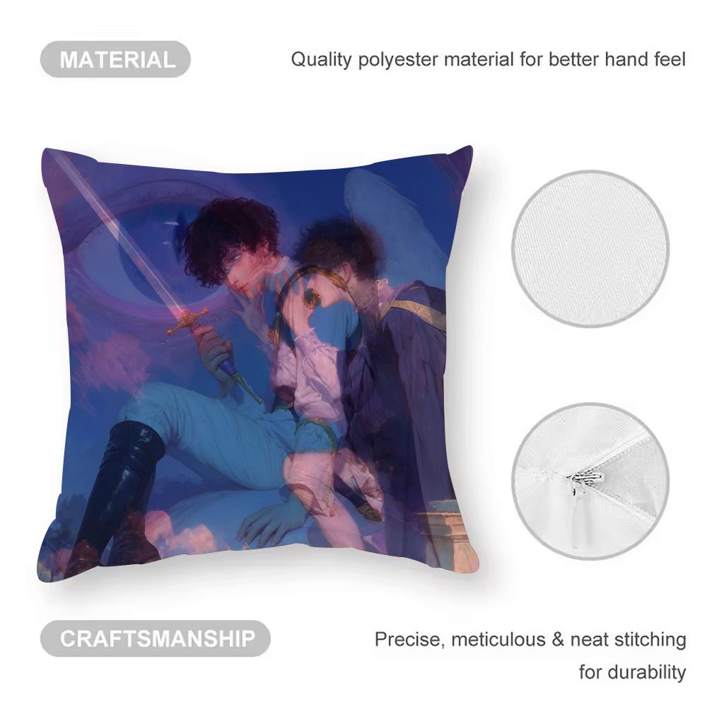 Angel Digital Art Cool Cushion Cover Anti-Dustmite Pillowcase Invisible Zipper Silky Short Plush Sofa Cushion Cover