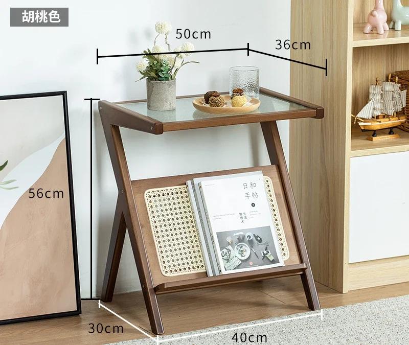 Glass Coffee Table Minimalist Living Room Sofa Bedside Light Luxury Side Table Homestay Japanese Rattan