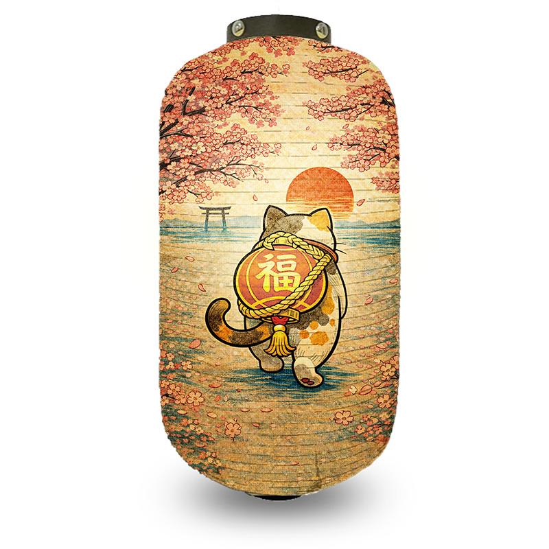 Japanese Style Lantern Japanese Hanging Happy-neko Lanterns Cloth Long Traditional Restaurant Bar Hotel Festival Decoration