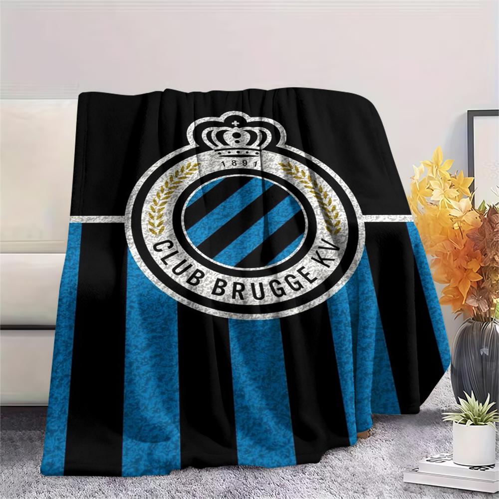 1Pc Club Brugge K V Print Flannel Blanket, High quality Comfortable for All Seasons, Home Decor, Warmth and Comfort, Perfect for Christmas Gifts