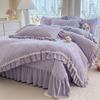 French Bed Cover Lace Thickened Milk Fleece Four-Piece Double-Sided Baby Fleece 1.8