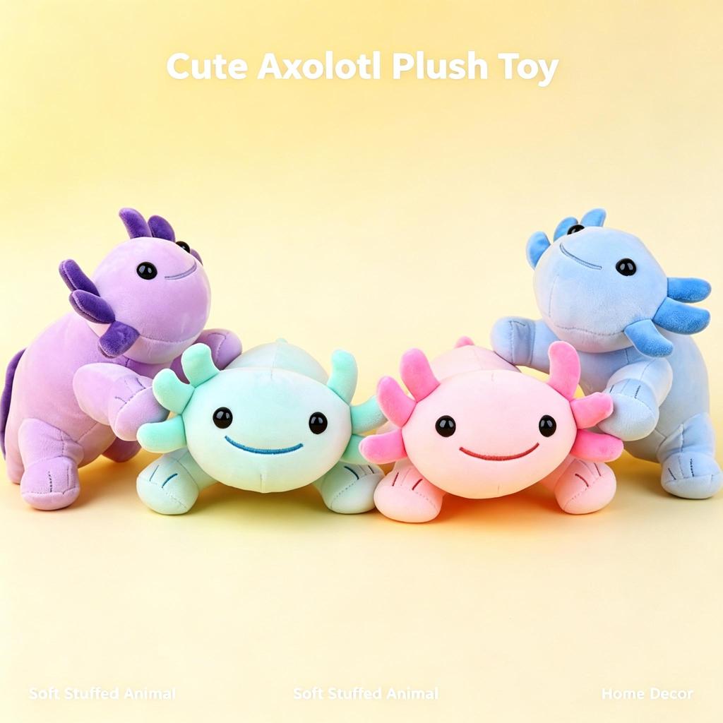 Cute Axolotl Plush Toy, Soft Short‑Furred Salamander Stuffed Doll 12cm For Gift Decoration
