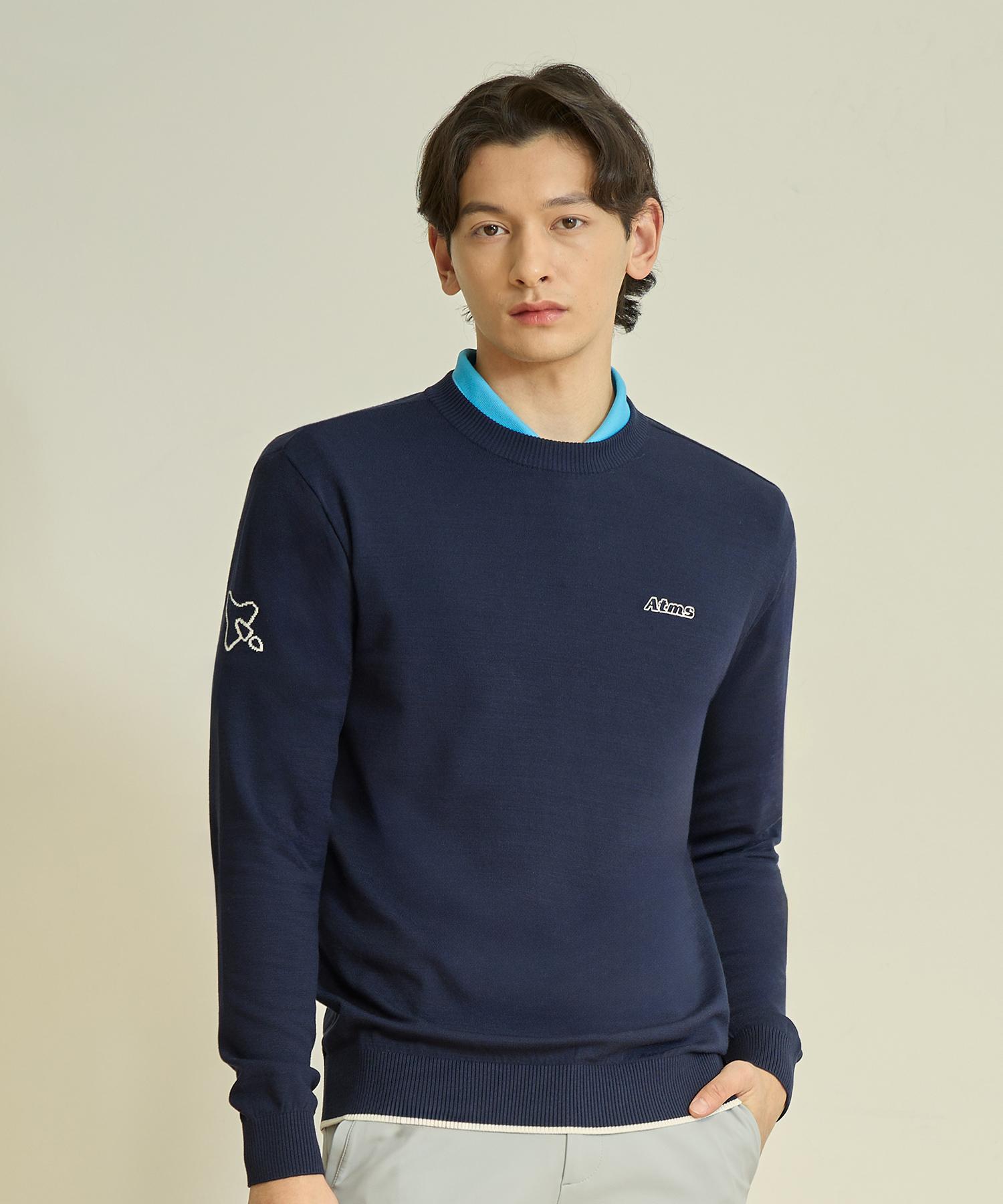 Antomas Spaceship Round Neck Knit Men S - Navy M