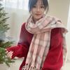 Sciarpa a Quadri Invernale da Donna, Stile Giapponese-Coreano Carino, Versatile Scaldacollo Caldo a Sciarpa