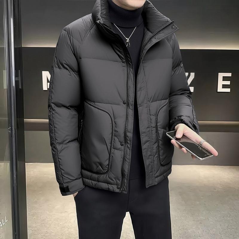 2025 winter down jacket, men's cold-resistant warmth, casual stand-up collar, white duck down cold-proof jacket, cotton jacket