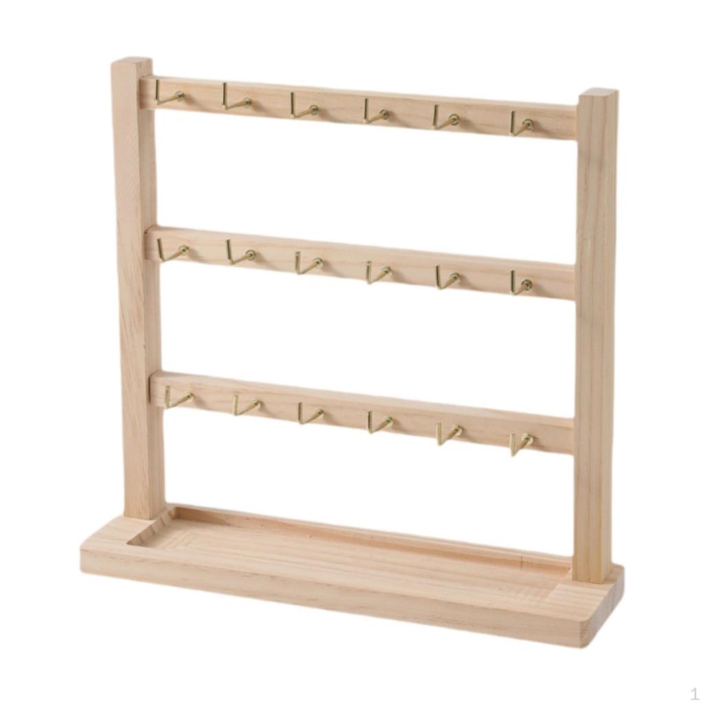Earring Display Stand for Selling with Hooks Stable Sturdy Wood Rack Bracelets