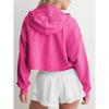Modisches Damen Kapuzenpullover für Frühling und Herbst Langarm Einfarbige V-Ausschnitt Crop Hoodie