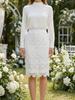 Elegant High-Waisted Lace Midi Skirt - Slim Fit, Hollow Design, Hip-Hugging Style for Women