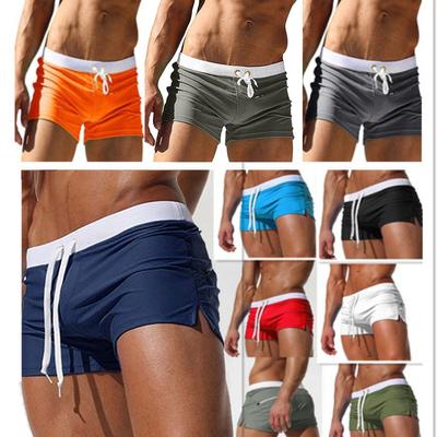 Men's Fashion Quick Dry Back Pocket Design Solid Colour Flats Beach Swim Shorts