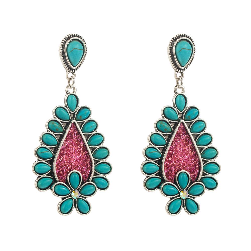 

Trendy Turquoise Leopard Print Leather Earrings with European and American Creative Design рожевий червоний колір