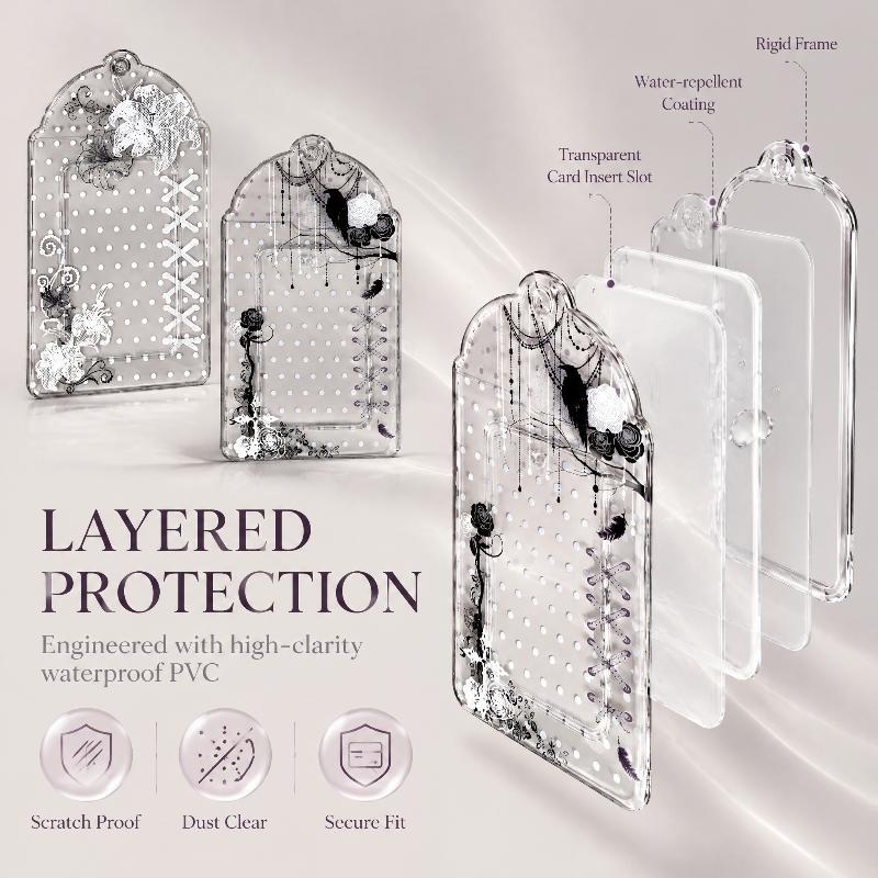 1/2Pcs Floral Polka Dot PVC Card Holder Scratch Resistant Kpop Photocard Organizer Pouch for Daily Use
