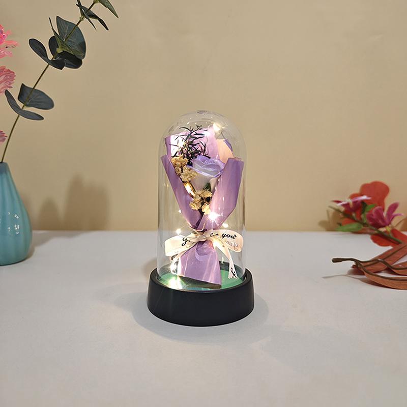 1 Set Eternal Rose Light Soap Flower In Acrylic Cover Led Valentine Day Gift For Girlfriend Mothers Day Wedding Bridesmaid Gift