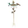 Bird Bath Feeder Bowl Iron Garden Outside Standing Vintage Adjustable Height Garden Outdoors Patio Yard Lawn Stake Decoration