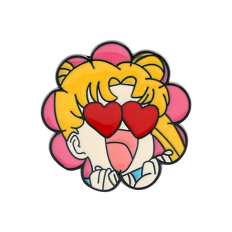 Kawai Sailor Moon Usagi Tsukino Cute Cartoon Metal Badge Moon Hare Brooch Cute Student Bag Accessories Toy Children Halloween