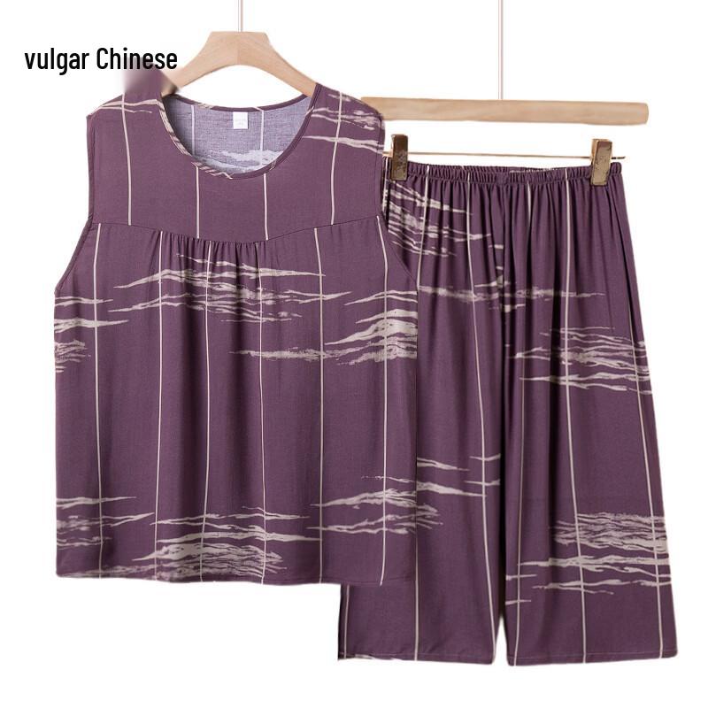 

Elderly Women s Summer Sleeveless Cotton Pajama Set B-3XL