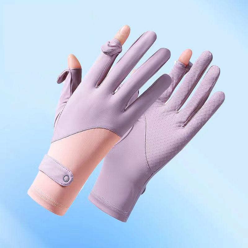 Lady Sunscreen Ice Silk Gloves Female Summer Sun Protection Gloves Fashion Cycling Driving Running Mittens Thin Anti-UV Gloves