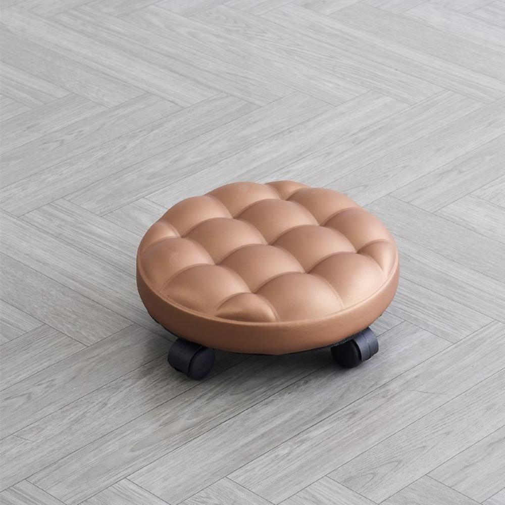 Universal Low Stool with Wheel Multicolors Swivel Wheel Stool High Quality Leather Rotating Chair