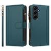 Kožené pouzdro pro Samsung Galaxy A55 5G s 9 přihrádkami na karty, peněženkou na zip, stojánkem, krytem na telefon a poutkem na zápěstí