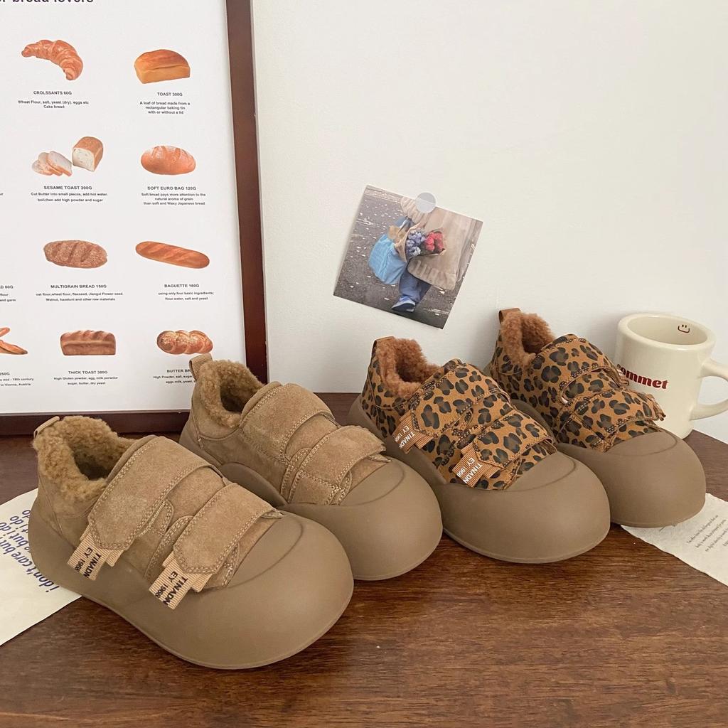 Thick Soled Comfortable Fur Shoes 2025 Winter New Round Toe Frosted Surface with Plush Insulation Women's Birkin Cotton Shoes