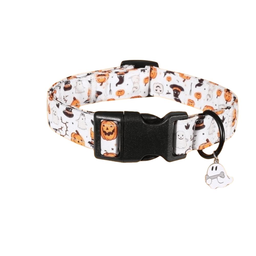 Adjustable Buckle Ghost Pumpkin Pet Collar Decorative Pet Neck Ring Halloween Party