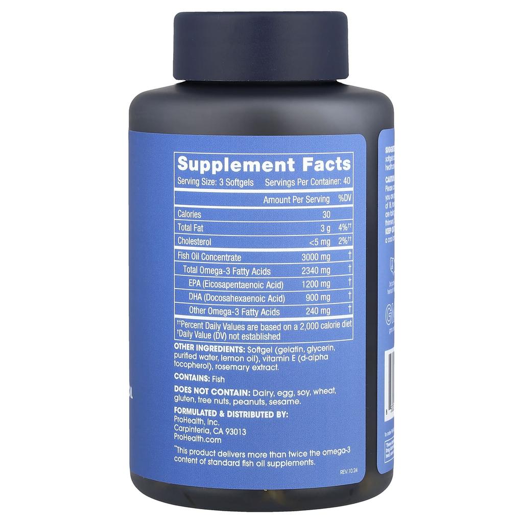 ProHealth Longevity, Omega-3 Fish Oil, 120 Softgels (1,000 mg per softgel)