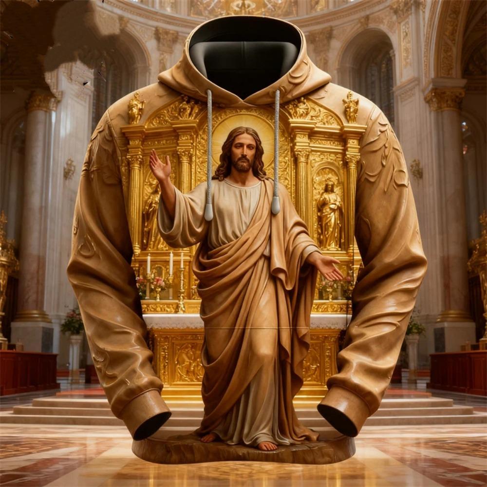 Autumn Fashion Men Women's Hoodies Jesus Graphic Print Pullover Casual Sweatshirt Kids Hoodies Top Clothing