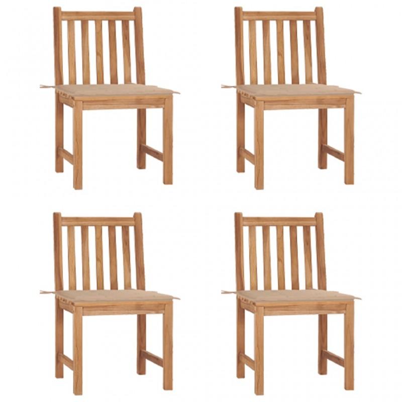 Day and Night - Day and Night Garden Chairs 4 Units Solid Teak Wood with Cushions