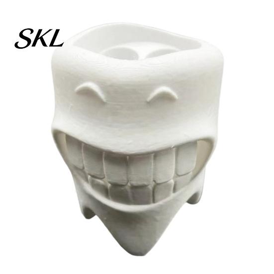 Minimalist Toothbrush Holder 3D Printed Holder, Artistic Tooth Model Stable Base Soft Decor Smiling Stand, Desktop Display Stand for Bathroom