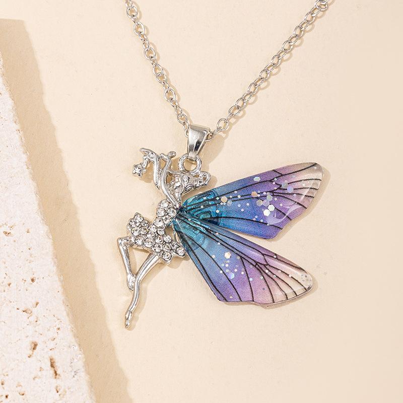 

Autumn New Jewelry Diamond Dancing Girl Pendant Fashion Niche Butterfly Wing Necklace