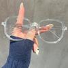 1 piece of women's jelly colored fashionable flat frame new retro simple irregular glasses suitable for daily outings