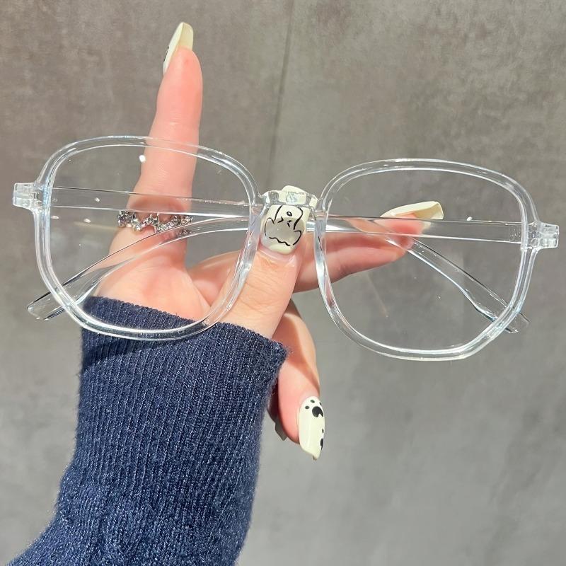 1 piece of women's jelly colored fashionable flat frame new retro simple irregular glasses suitable for daily outings