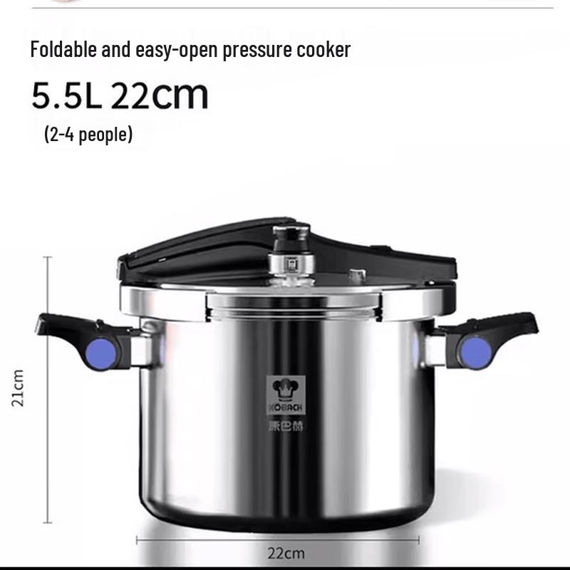 Kobach 22cm Easy-Open 3-Layer Stainless Steel Pressure Cooker