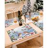 Christmas Snow Bird Table Mats for Kitchen Linen Placemats Set Dining Decor Washable Holiday Placemats Home Decoration