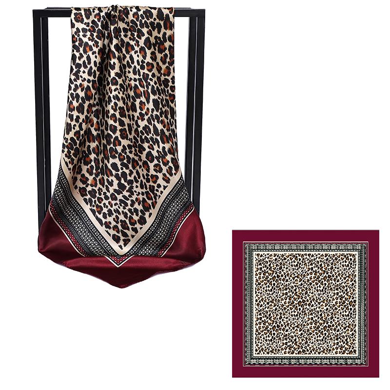 90*90cm Leopard Print Scarf Square Silk Scarves Women Hijab Shawls Fashion Kerchief Femme Head Scarf Foulard Bandana Beach Pareo