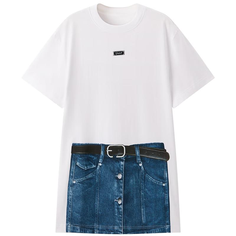 

PEACEBIRD Women s Loose Print T-Shirt Dress S