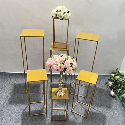 Geometric Gold Wedding Aisle Markers: Iron Flower Stands for Decoration & Art Installations