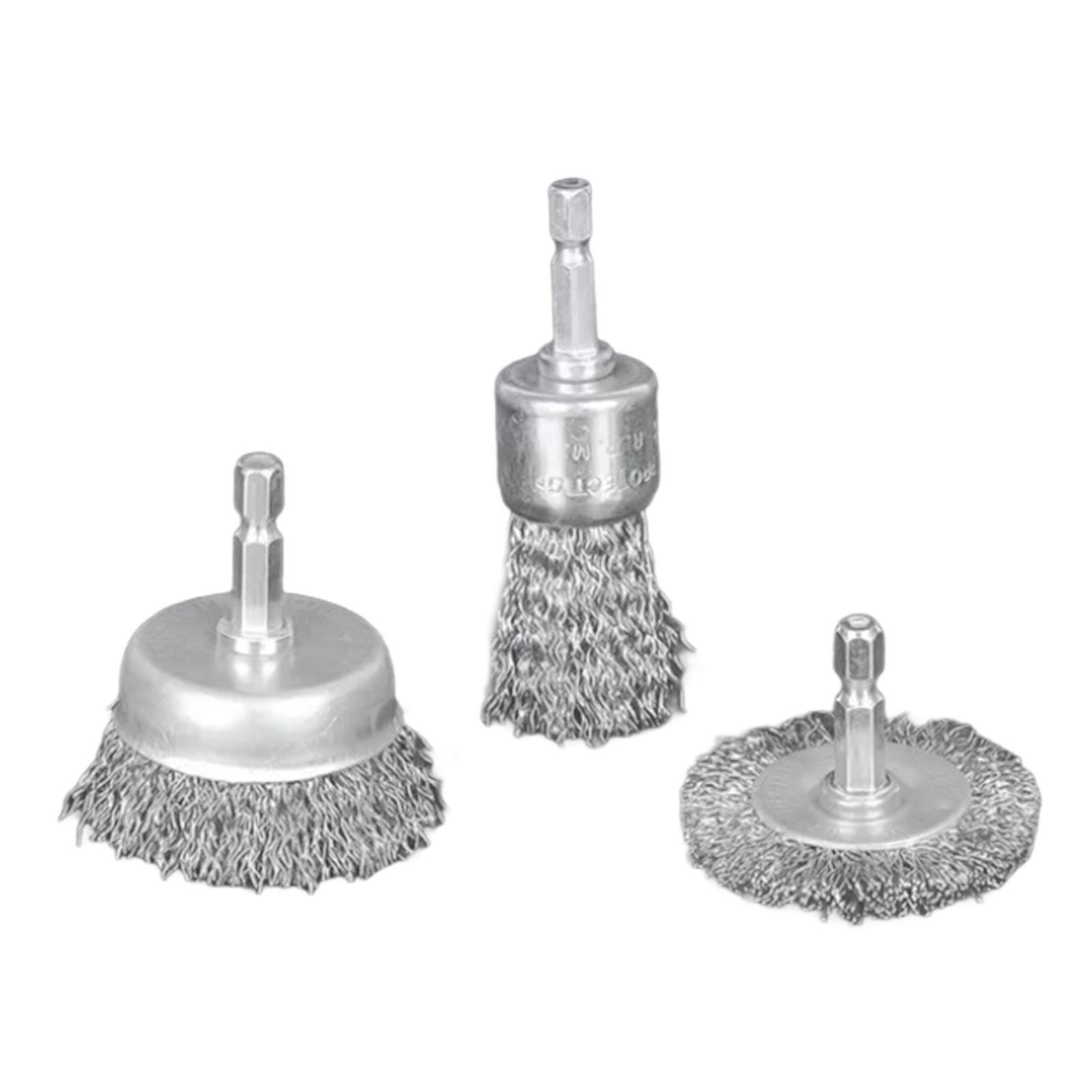 

Набор стальных щеток-колес с шестигранным хвостовиком для зажима в 1/4-дюймовую электродрель, эффективное удаление ржавчины, обработка поверхностей A