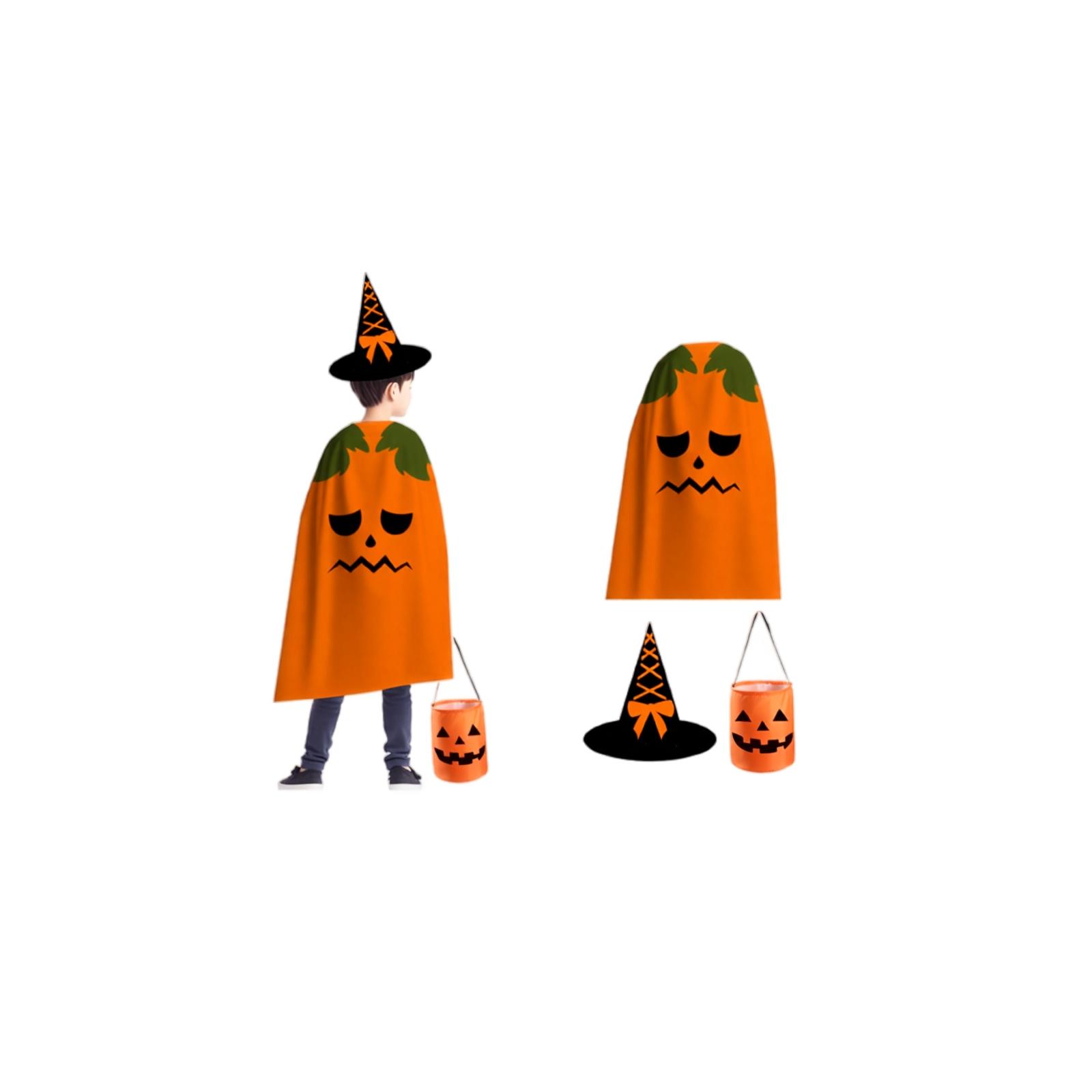 Kids Halloween Cape Set with Hat and Candy Bag - Children s Costume Accessories One Size