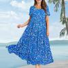 Women's Casual Loose Bohemian Floral Print Short Sleeve Dress