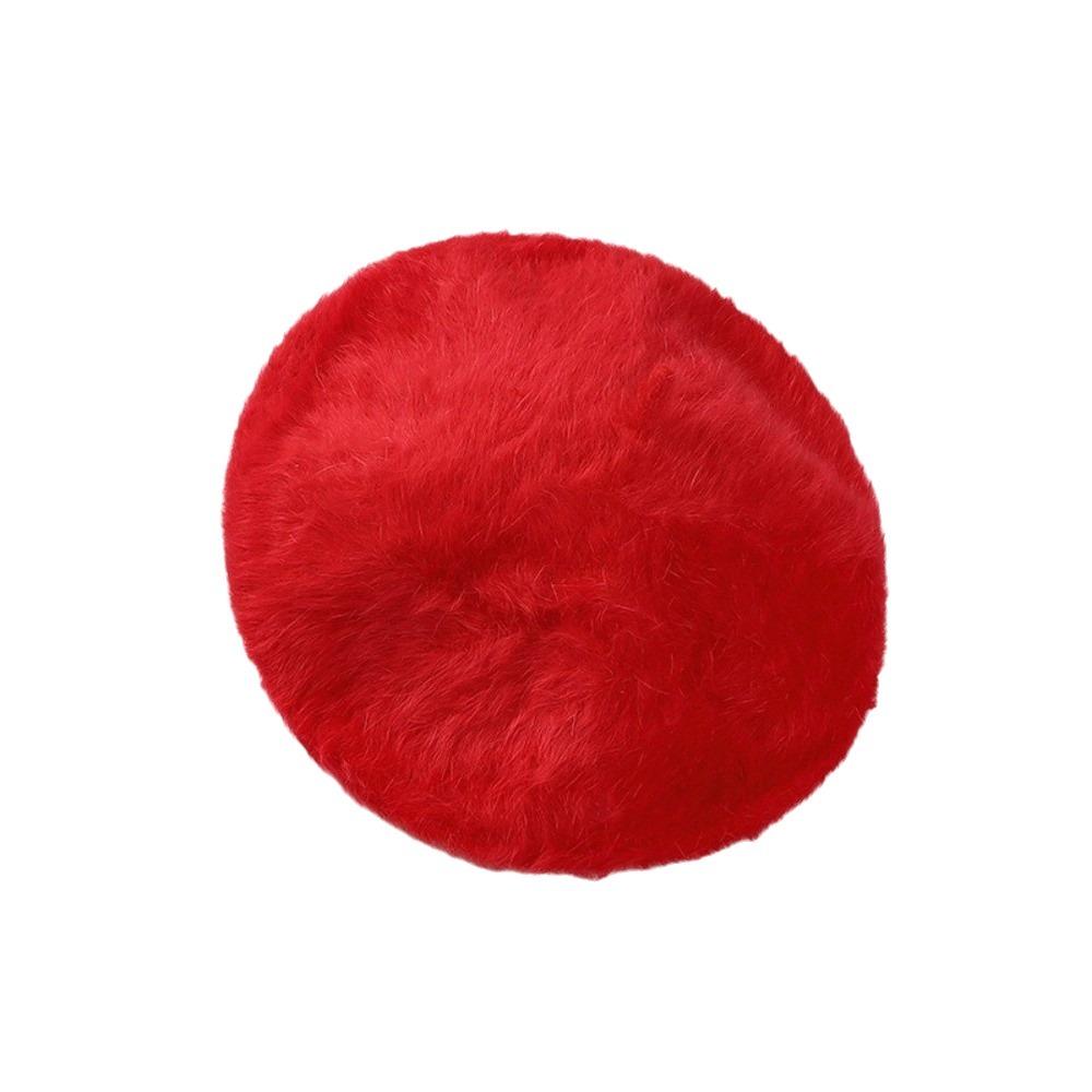 Soft Pumpkin Painter Cap Solid Color Plush Octagonal Cap Elegant Faux Mink Beret Autumn
