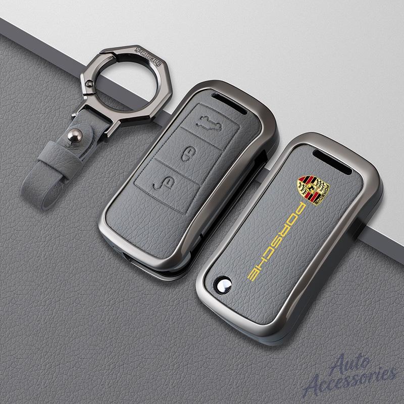 AAOO1 2 3 Buttons Zinc Alloy Car Key Case Cover Key Bag For Porsche Cayenne GTS Panamera Carrera GT3 Car Interior Keychain Accessories