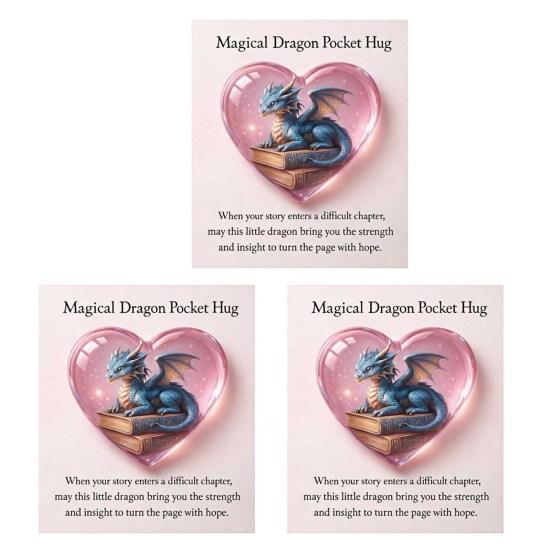 Magisk Drak Fickkram Fantasy Drakhjärta Symbol med Bokmärke Liten Känslomässigt Stöd UppmuntringsPresent för Läsare Studenter Fantasyälskare