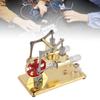 Stirling Engine Model Kit Early Educational Double Cylinder All Metal Wooden Base Stirling Engine Motor Model for Science Physics Experiment