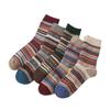 5/10 Pairs Comfortable Casual and Versatile Autumn Winter Thickened Warm Rabbit Wool Socks for Women: Retro Striped Mid Calf Cotton Socks